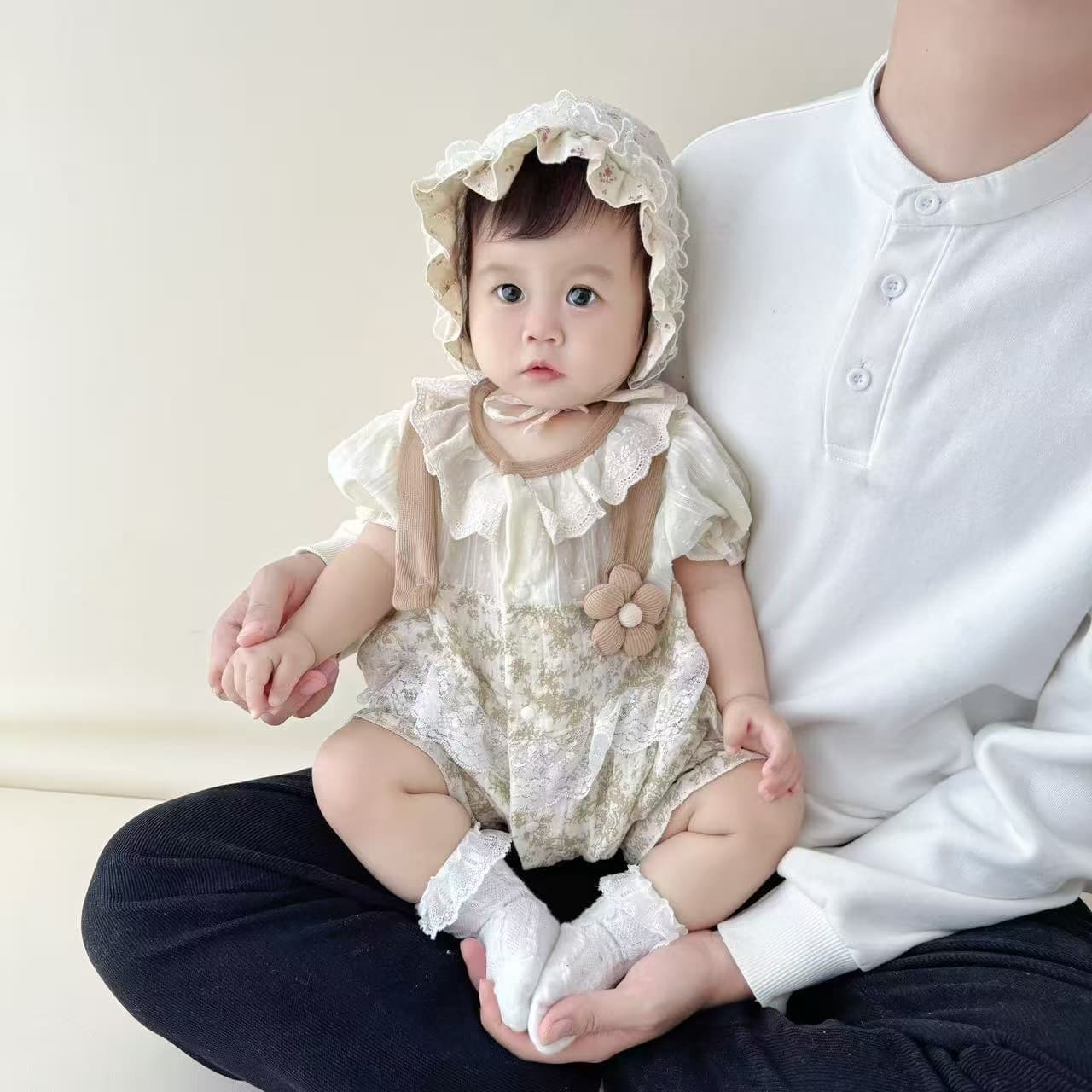 Summer thin baby clothes, baby girl bodysuit, 100-day princess super cute short-sleeved romper, summer