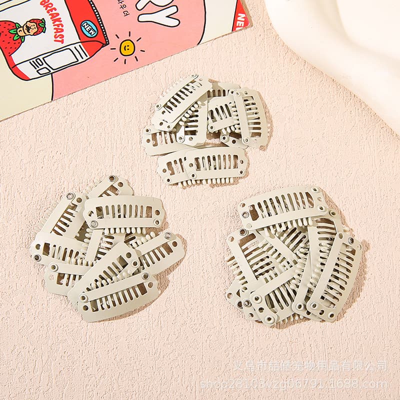 Pet hair clip, plain stainless steel comb clip, 2.3cm, DIY special BB clip, non-slip and won't fall off, off-white dog hair clip.