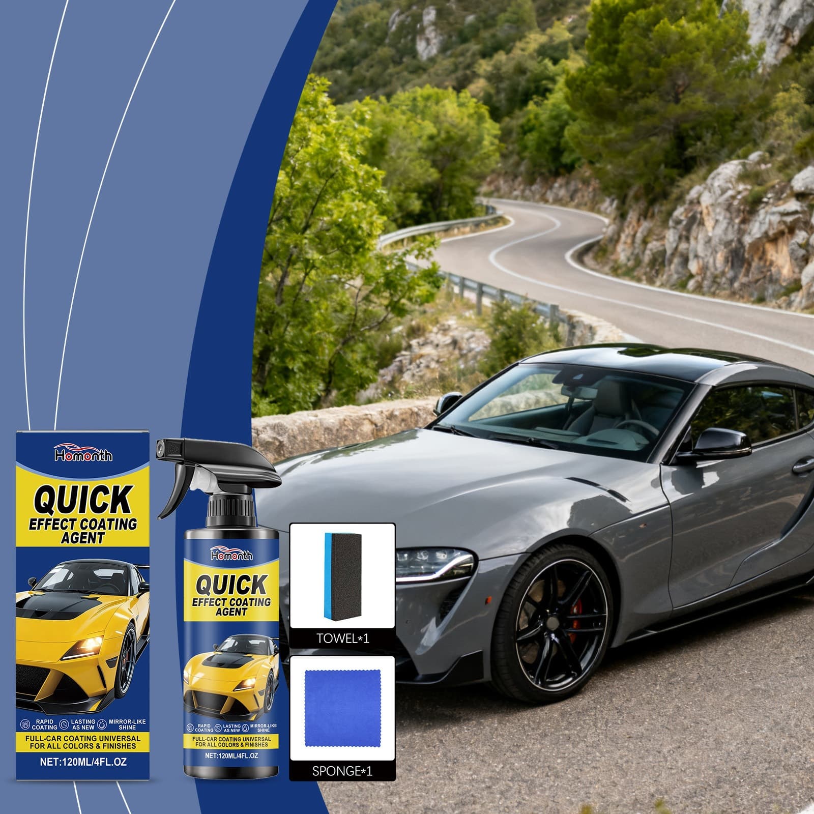HOMONTH Car Ceramic Coating Spray, Car Paint Maintenance and Restoration, Gloss Care Coating Agent