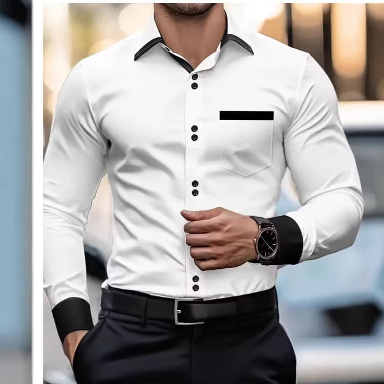 Cross-border Trade Men's Business Shirt Autumn New Casual Long Sleeve Dress Shirt