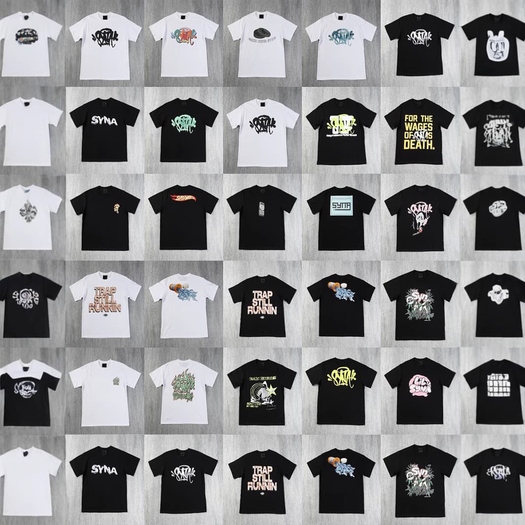 SYNA WORLD hip-hop letter printed short-sleeved T-shirt men's European and American loose casual round neck top syna world