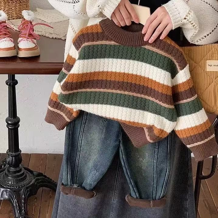Children's Sweater 2025 Autumn/Winter New Style Boys Korean Version Thickened Warm Knitwear Baby Toddler Base Layer