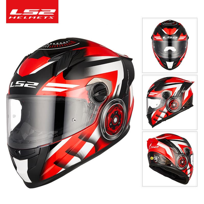 LS2 Full Face Motorcycle Helmet Men Women 3C Certification Large Tail Winter Anti-Fog All-Season Black Knight