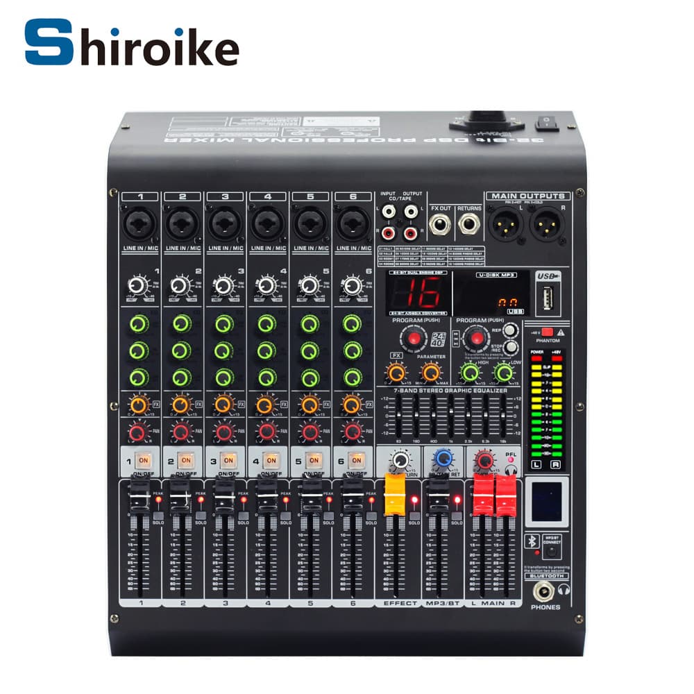 Cross-border 8-channel audio mixer with built-in USB, Bluetooth, and reverb effects, stage bar performance KTV audio mixing console