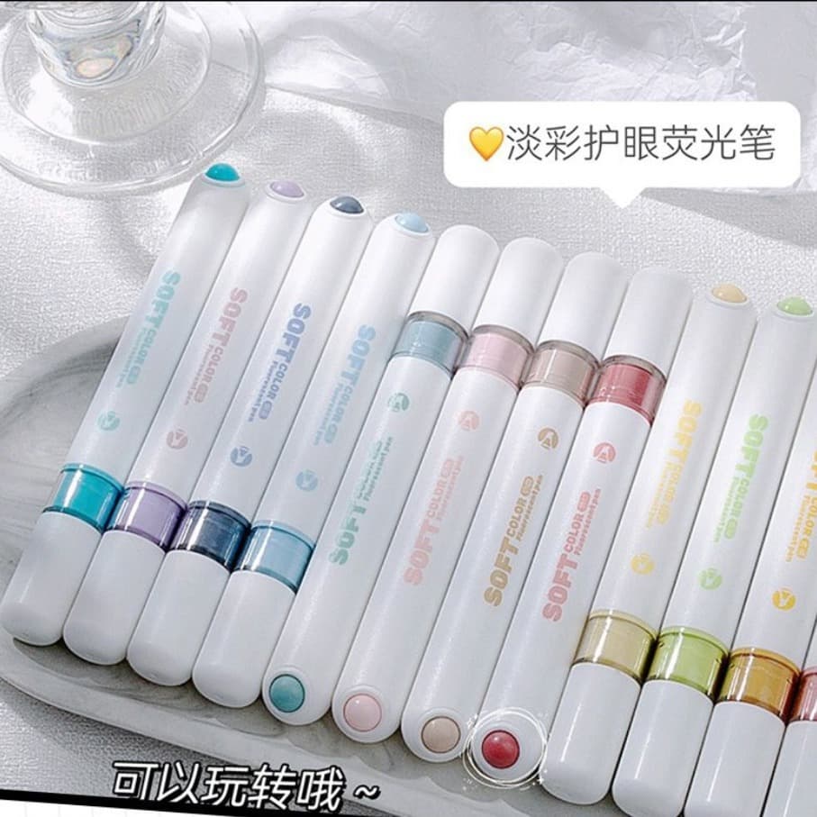 Stress-relieving soft-tip highlighter, price tag, key point, journal pen, quick-drying DIY round student marker, fluorescent color
