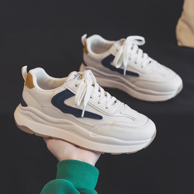 Women's Shoes 2023 Autumn and Winter Leather White Shoes Women's Ins Trendy Sports Shoes Students Casual Thick-Soled Forrest Shoes