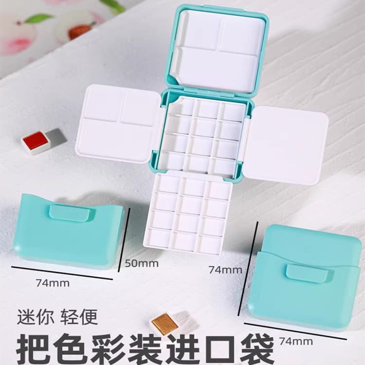 Multifunctional Watercolor Paint Box with Water Bucket Brush Washer Palette Mini Portable Sketching Travel Paint Storage Box