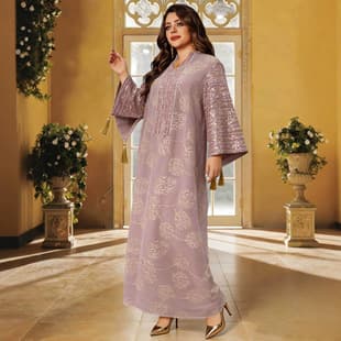 Cross-border Hot Selling New Stock Robe Embroidery Elegant Fashion Cape Tassel Embroidered Dress Women's Robe