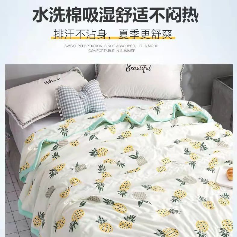Washable Cotton Summer Blanket, AC Cool Quilt Machine Washable Single/Double Summer Thin Bedding, Children's Gift Wholesale