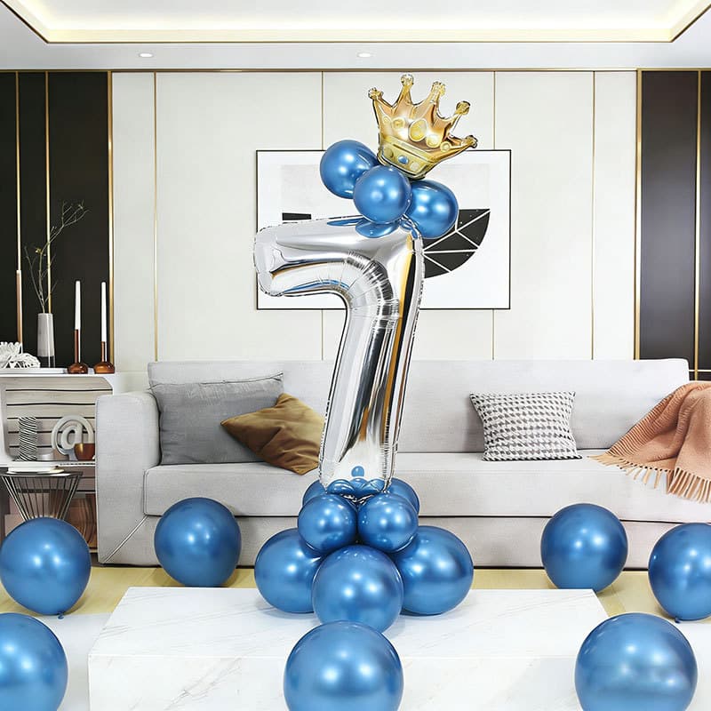 Digital Aluminum Film Balloons Gold Silver Number Balloons Aluminum Film Balloons Birthday Party Decoration Arrangement Letter Balloons