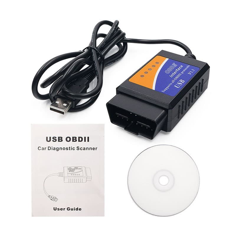 ELM327 USB V1.5 OBD2 Scanner with CD Manual 25K80 Chip Car Diagnostic Tool