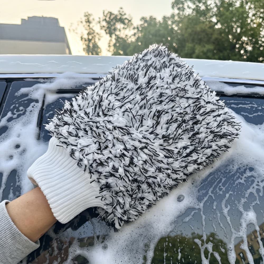 Thickened Long Plush Car Wash Glove, Thickened Long Plush Car Cleaning Glove, Microfiber Water-Absorbent Coral Fleece Hand
