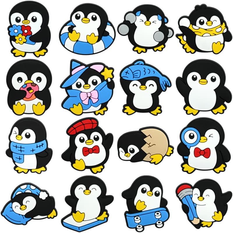 Amazon Cross-border Penguin Croc Shoe Charms PVC Soft Rubber Shoe Buckle Accessories Wholesale DIY Parts for Crocs
