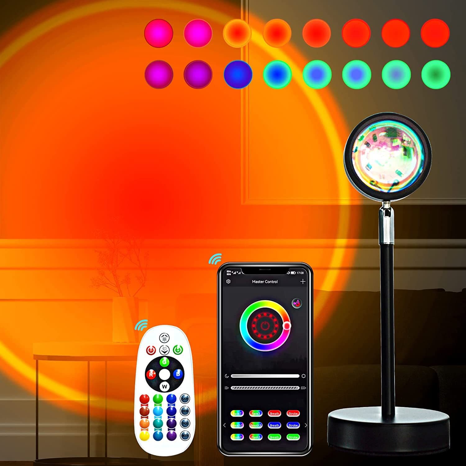 RGB Sunset Lamp LED Ambient Projection Modern Minimalist Aluminum Alloy Button Type Switch Home Decorative Lighting