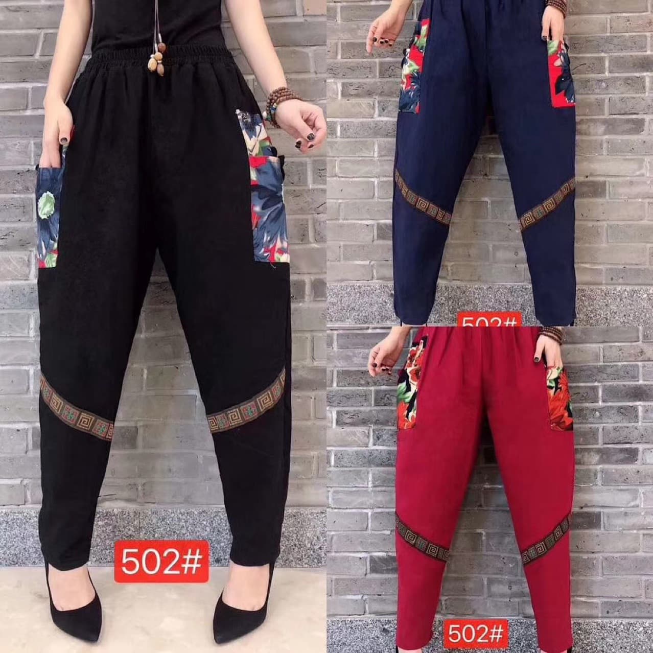Women's Artistic, Ethnic, Retro, Casual Cotton Linen Pants, 2025 Spring and Autumn Loose Fit, Wholesale Ethnic Style