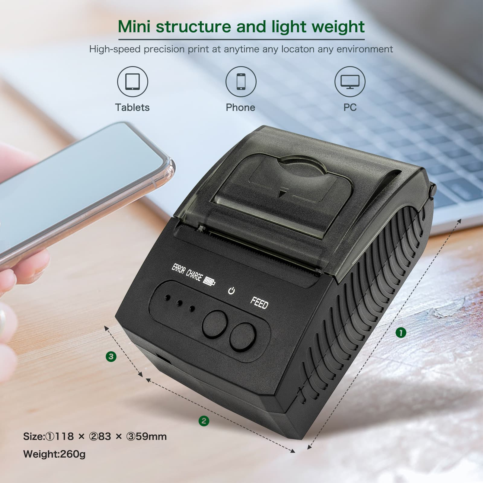 Factory Direct Thermal Printer 58mm Handheld Portable Bluetooth Receipt Printer for Meituan Food Delivery