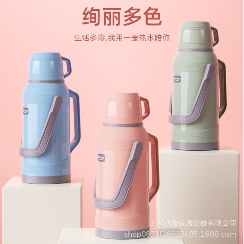 Plastic Old-style Hot Water Bottle Insulated Warm Pot for Student Dormitory, 8 lbs 3.2L Boiling Water Bottle, Large Capacity Glass Lined