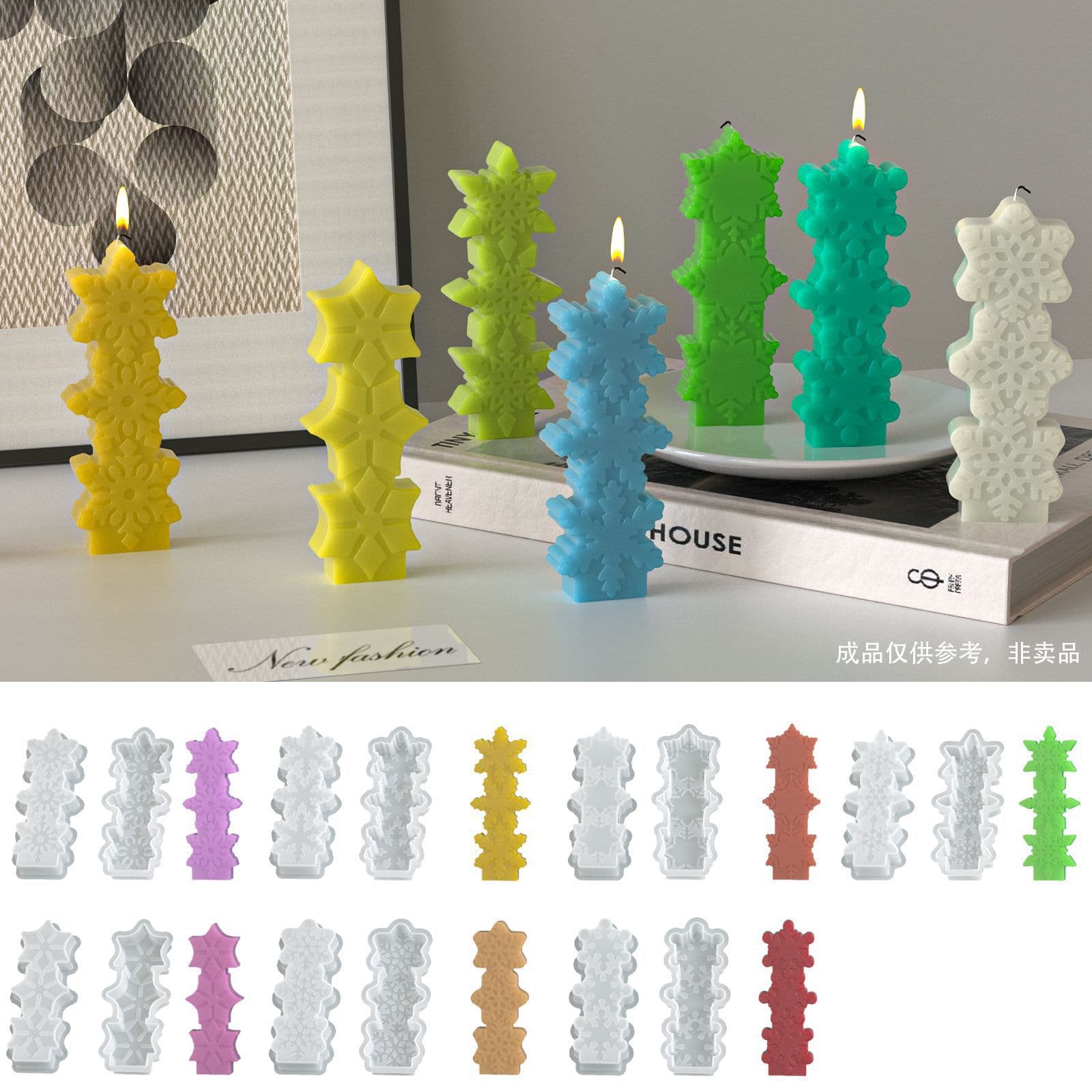 Yumeiren Banana Plaster Triple Snowflake Candle Mold DIY Christmas Multi-Style Snowflake Resin Epoxy Mold