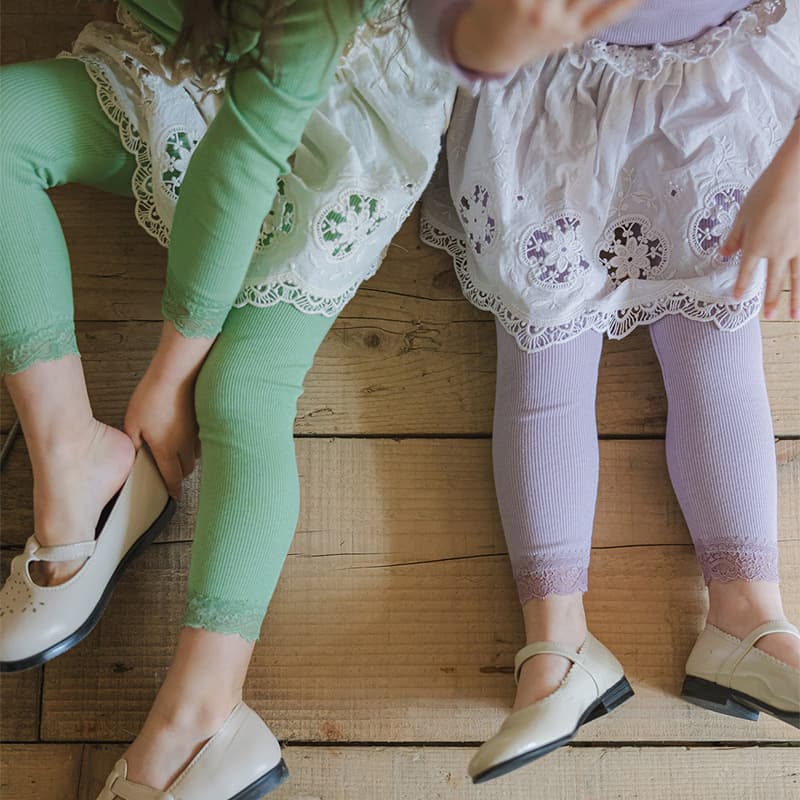 Girls' Leggings Spring 2025 New Strawberry Coral Korean Style Kids Girls Trendy Lace Trim Slim Fit Long Pants