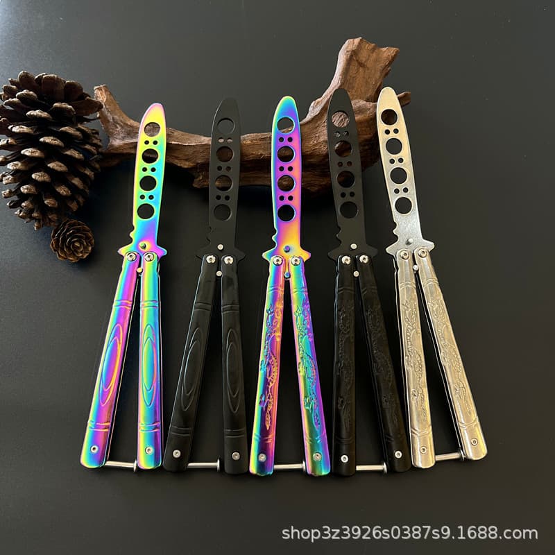 Factory Wholesale Dragon Handle Butterfly Training Balisong Practice Comb Unsharpened Training Butterfly Knife