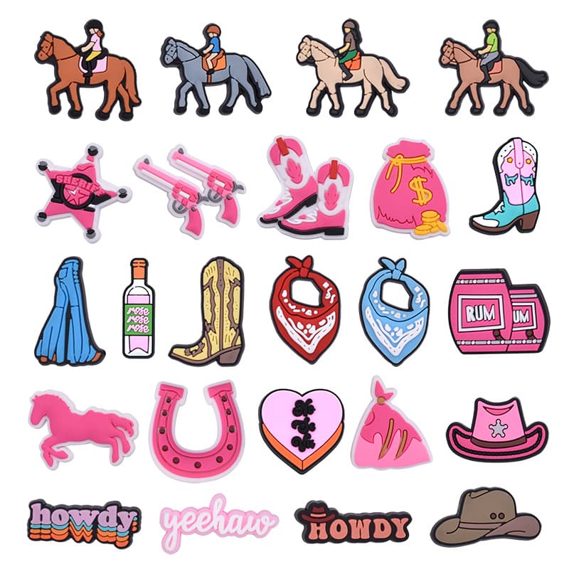 Pink denim girl PVC soft resin drip molding detachable decorative buckle perforated shoes shoe flower shoe buckle cross-border DIY accessories
