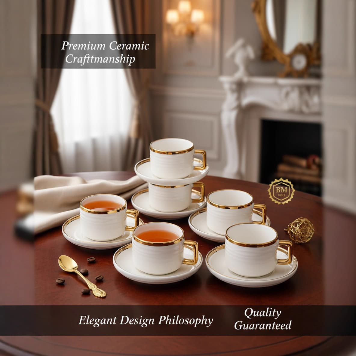 Cross-border European ceramic cup, electroplated coffee cup and saucer set, cross-border mug sales, creative gifts with handprints