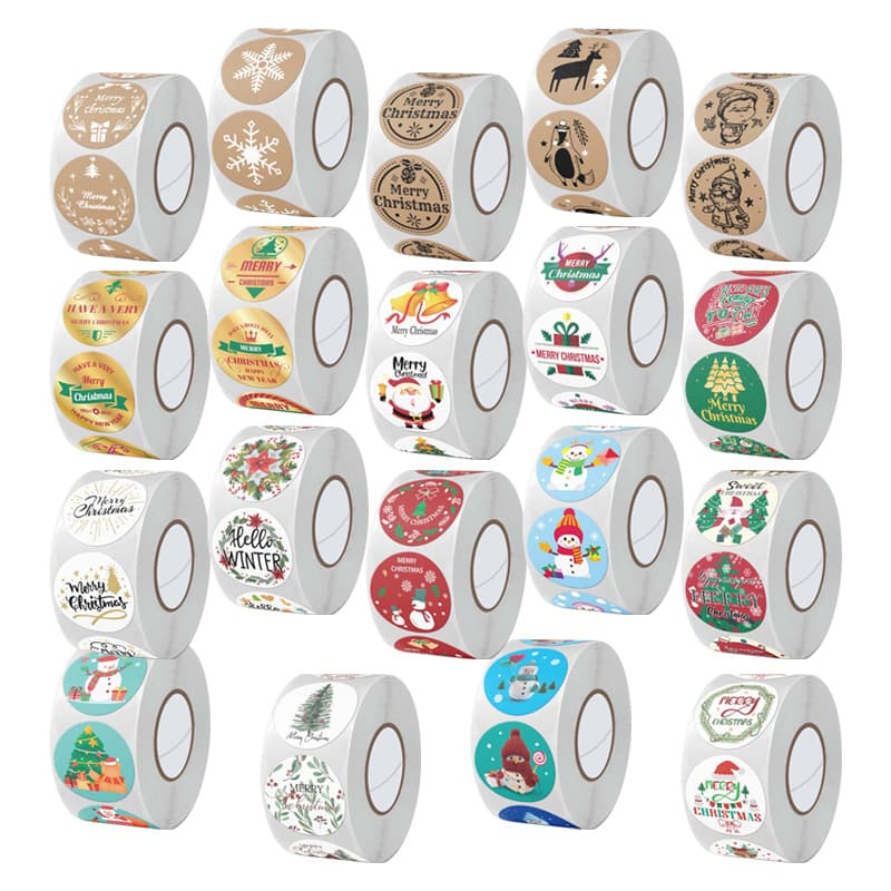 New Amazon Cross-border Merry Christmas Self-adhesive Sticker Roll Labels Cartoon Stickers