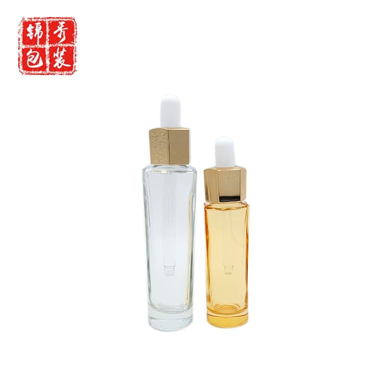 Jinxiu Packaging New 30ml Hexagonal Glass Dropper Bottle Essence Liquid Hexagonal Bottle Cosmetic Bottle