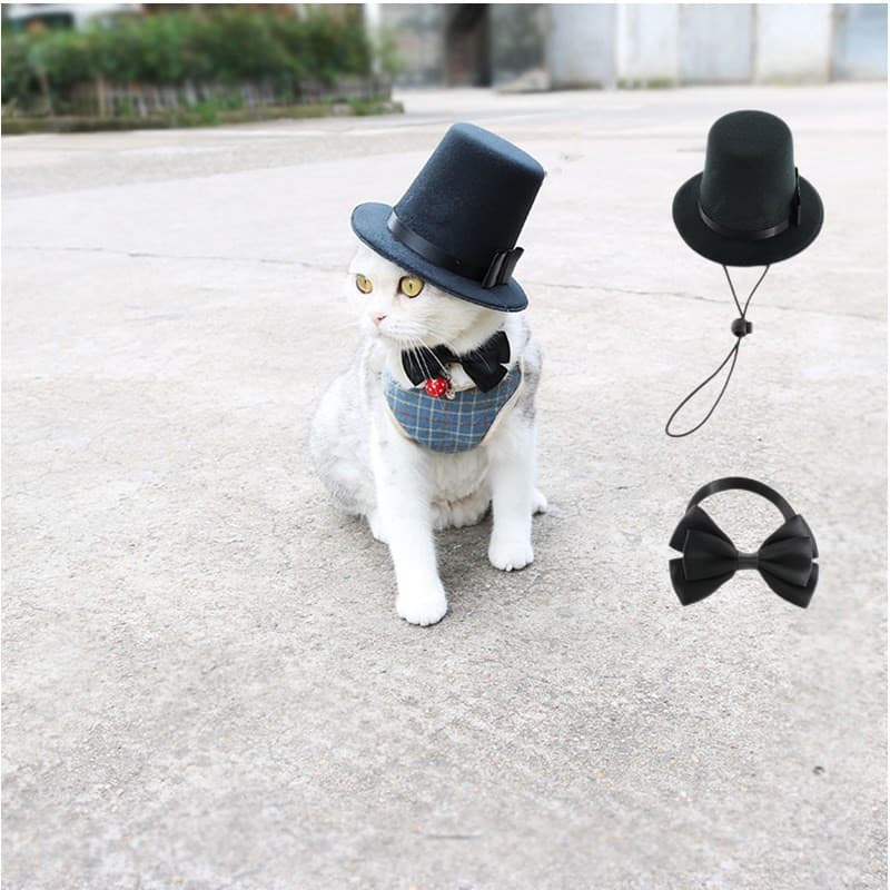 2026 New Cross-Border Dropshipping Pet Top Ornament Set (Cat and Dog Top Ornaments with Bows and Hats)