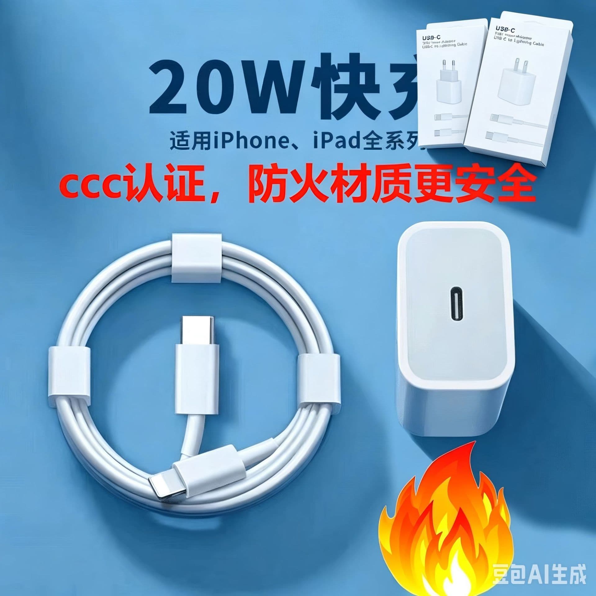 Fast Charger Set iPhone Charger Phone Charging Head Data Cable Compatible with Apple Charging Kit