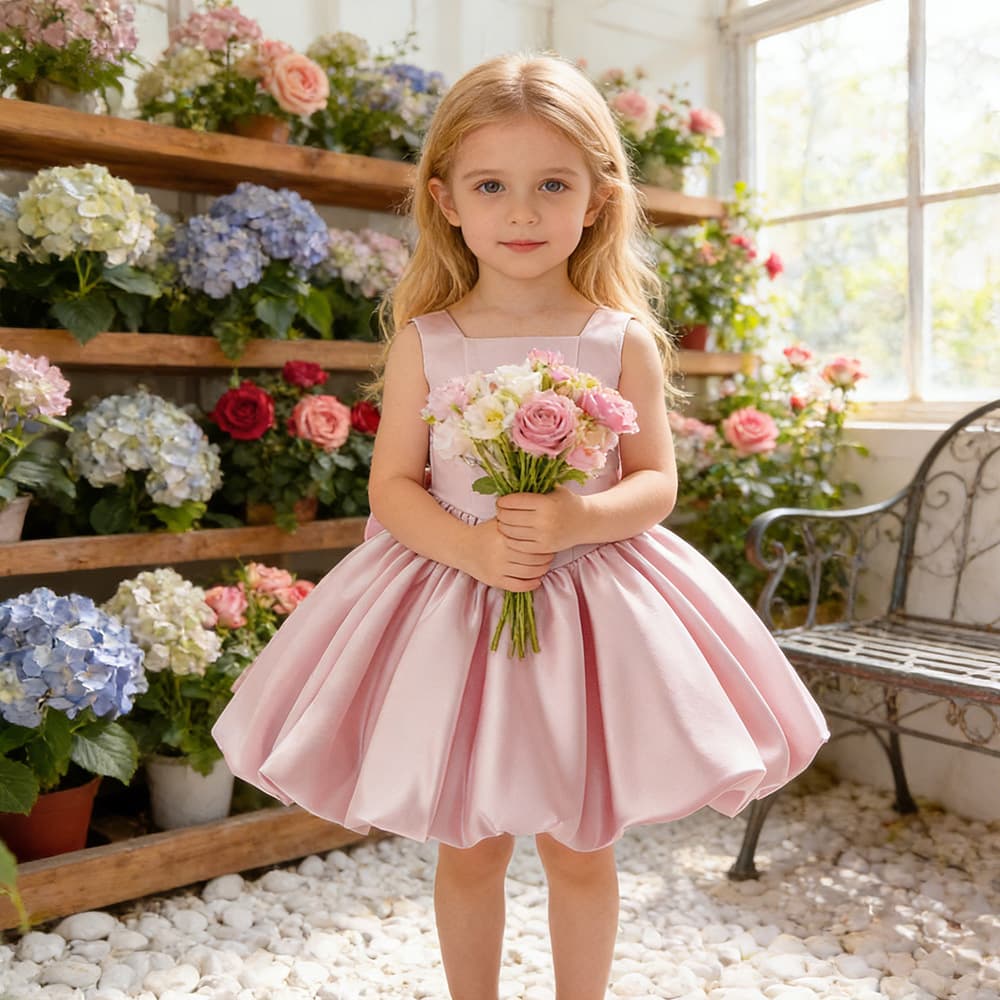 Cross-border Children's Princess Dress Sleeveless Satin Christmas Girl Party Gown Baby First Birthday Evening Dress