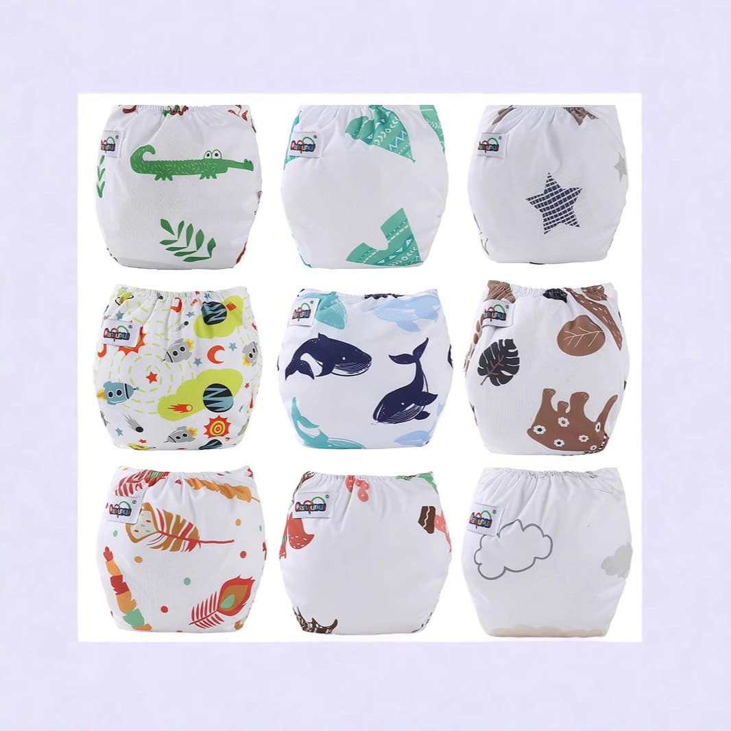 Baby Candy Color Print Diaper Pants, Breathable, Washable, Adjustable Diaper Cover, Leak-Proof Diaper Fixing Pants