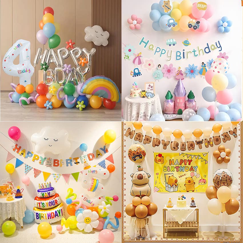 Trendy Korean-style Baby First Birthday Decoration Set Dopamine Birthday Decoration Balloon Kit