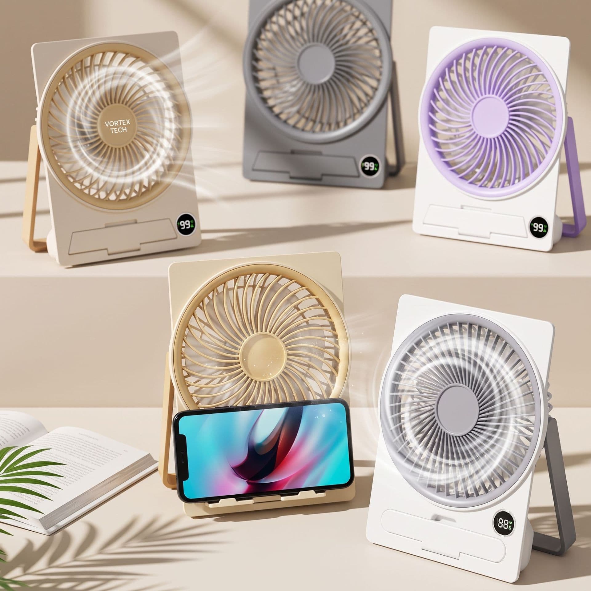 Ultra-thin card-type desktop fan USB portable silent fan office digital display long life cycle small fan