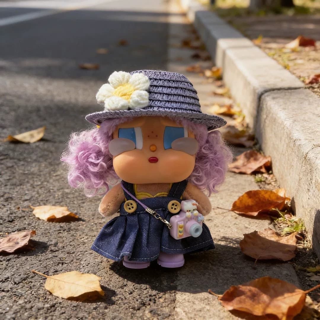 10cm Doll Dress, Crybaby Surfing Together Dress, Spring Summer Denim Skirt, Straw Hat, Suspender Pants, Purple Polka Dot Dress