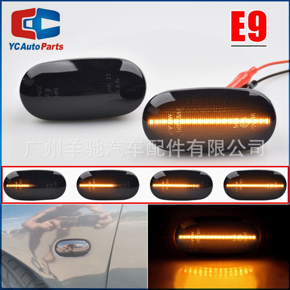 Black Housing LED Amber Sequential Side Fender Light for Mitsubishi Pajero Phantom Legnum Galant