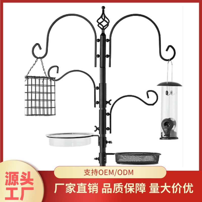 Wrought Iron Bird Feeder Stand Outdoor Garden Bird Feeding and Watering Station Wild Bird Feeding Rack