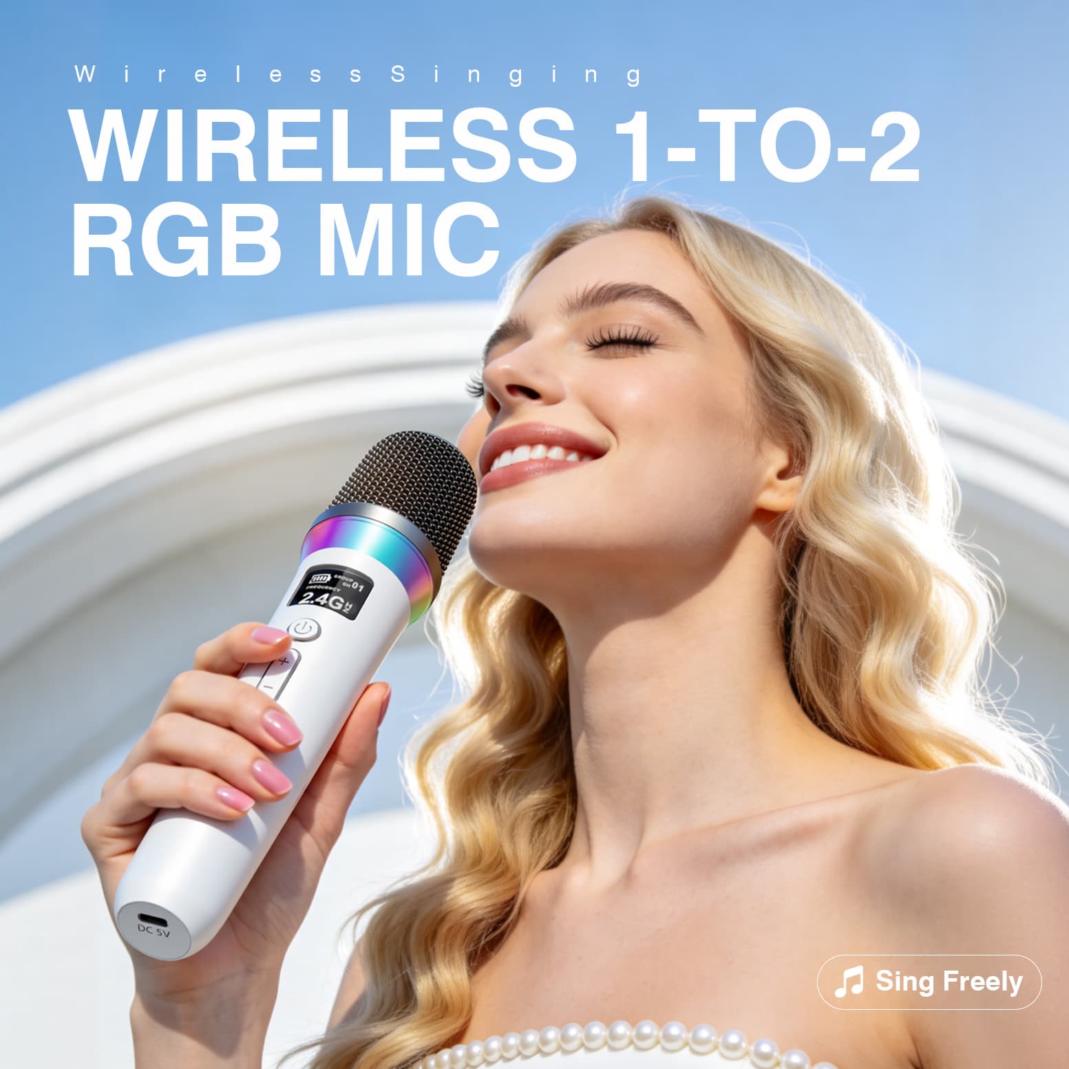 2.4G Wireless Microphone, 6.5mm, Portable, for Live Streaming, KTV, Singing, Entertainment, Dynamic Microphone