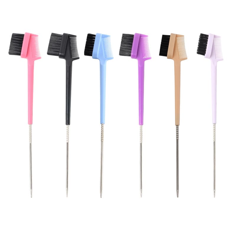Cross-border double-ended steel needle eyebrow brush, three-in-one highlight comb, pointed tail comb, eyelash comb, broken hair comb, cosmetic utensils