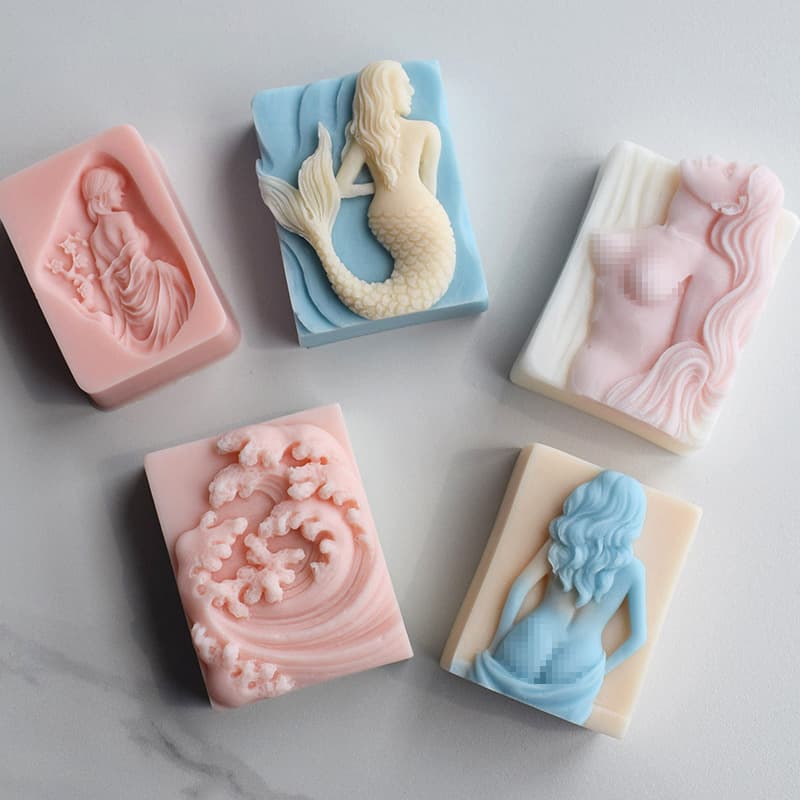 Mermaid Handmade Soap Silicone Mold DIY Korean Soap Scented Candle Plaster Crystal Resin Ornament Custom