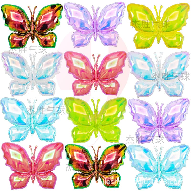 New Transparent Iridescent Butterfly Foil Balloons for Wedding Birthday Party Scene Decoration
