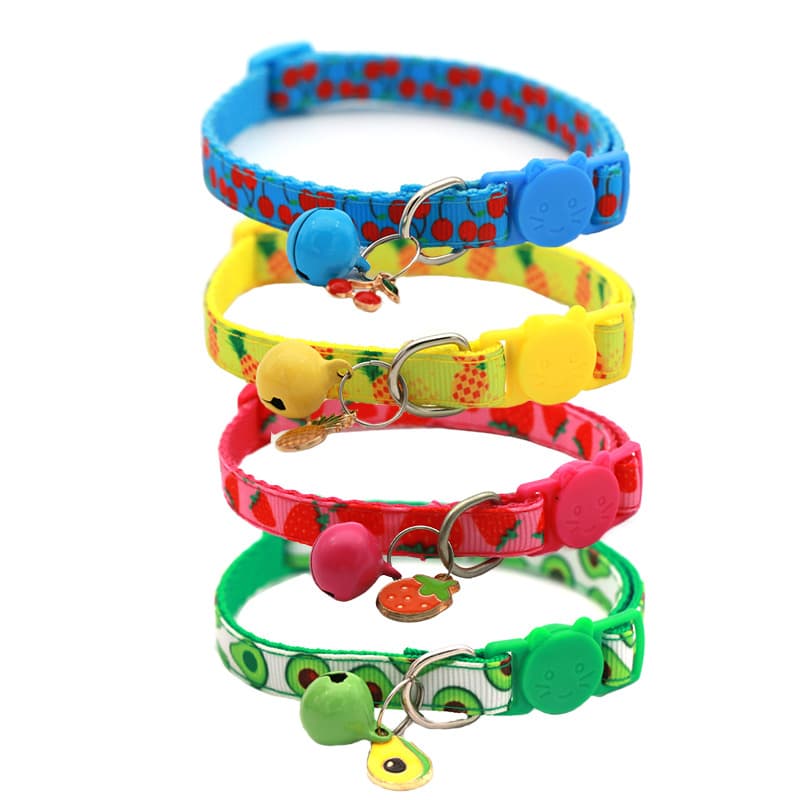New Digital Print Pet Woven Ribbon Fruit Cat Collar Cat Dog Fruit Accessories Bell Pet Collar