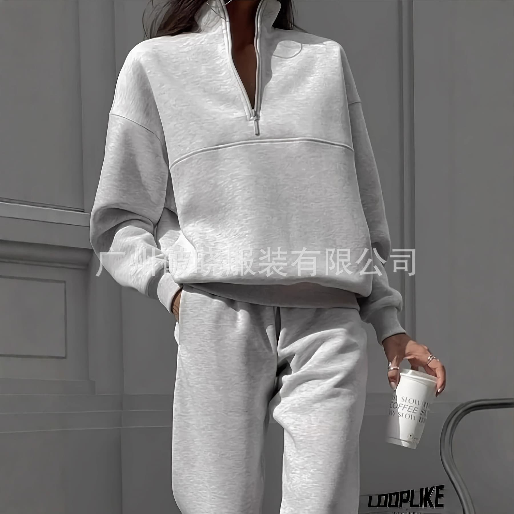 2025 autumn cross-border foreign trade independent station Amazon wish European and American solid color casual long-sleeved sweatshirt