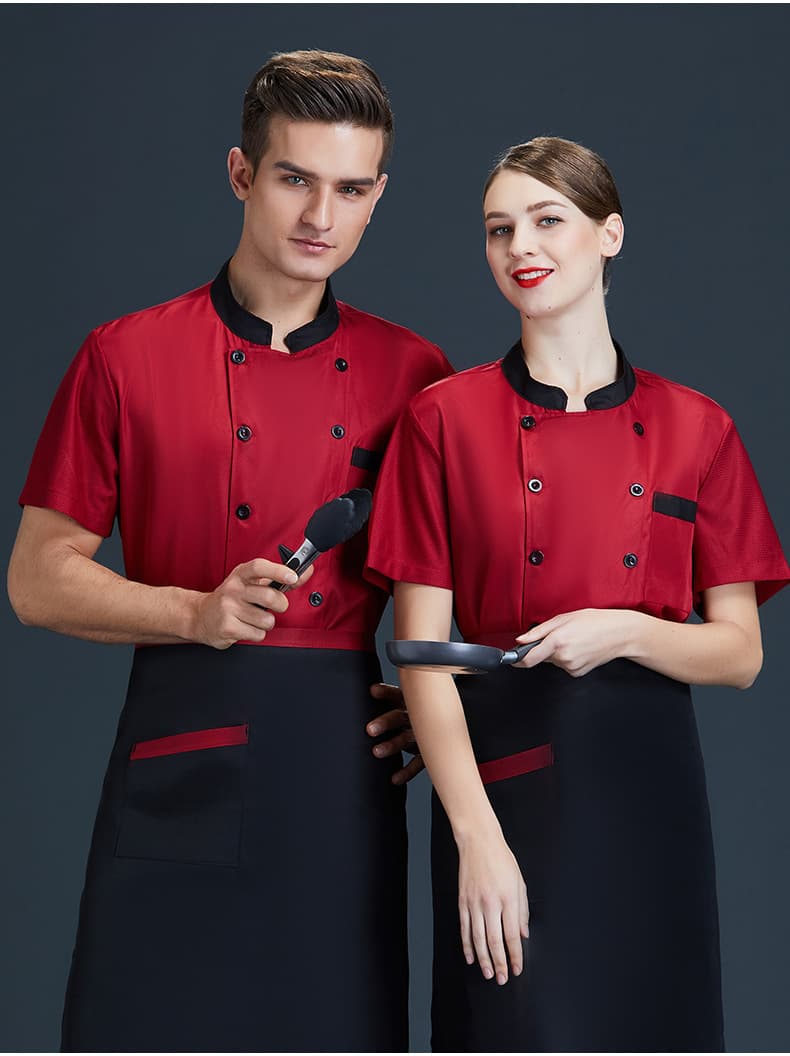 Hotel Restaurant Chef Uniform Kitchen Workwear Baker's Clothing Breathable New Style Men's and Women's Short Sleeve Chef Work Shirt
