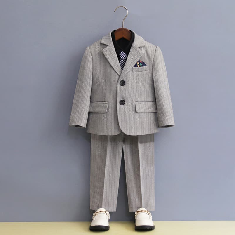 Children's Suit Set, Boys' Autumn/Winter Pageant Wedding Outfit, Baby's First Birthday Large Child Suit for Piano Performances, Fleece-Lined