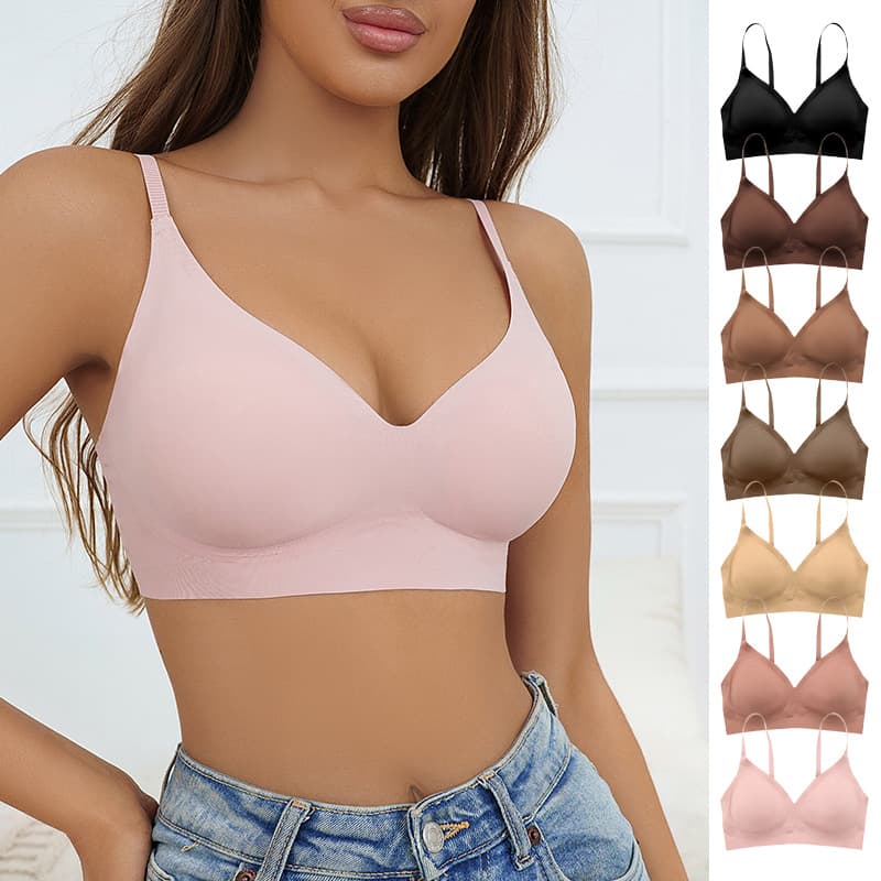Seamless One-Piece Wire-Free Bra Comfortable Breathable Plus Size Push-Up Removable Pad Adjustable Bra Cool and Breathable