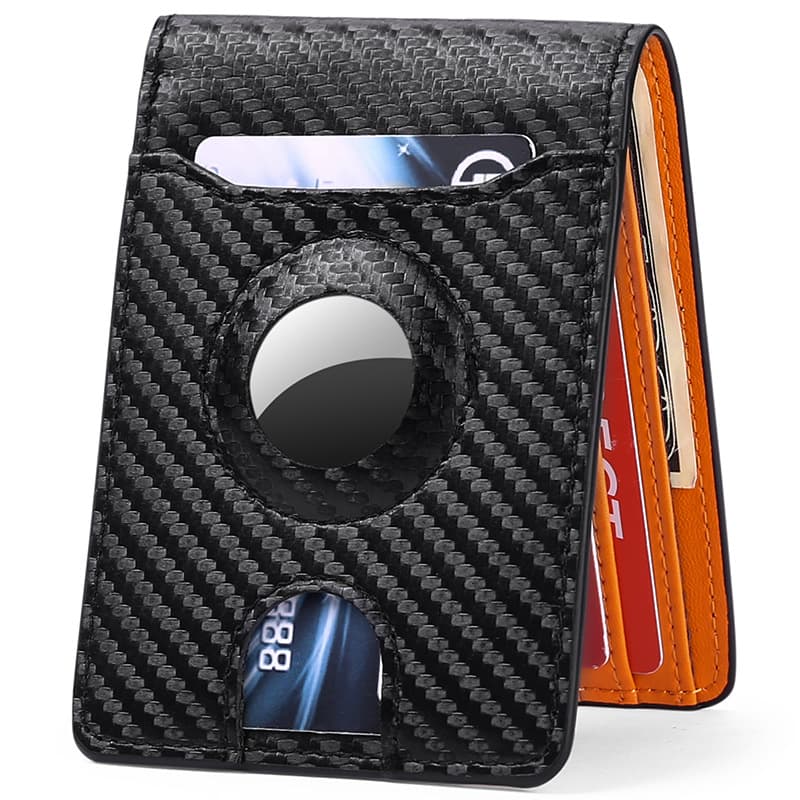 Carbon fiber leather new airtag wallet tracker men's short color contrast ultra-thin wallet Guangzhou manufacturers wholesale