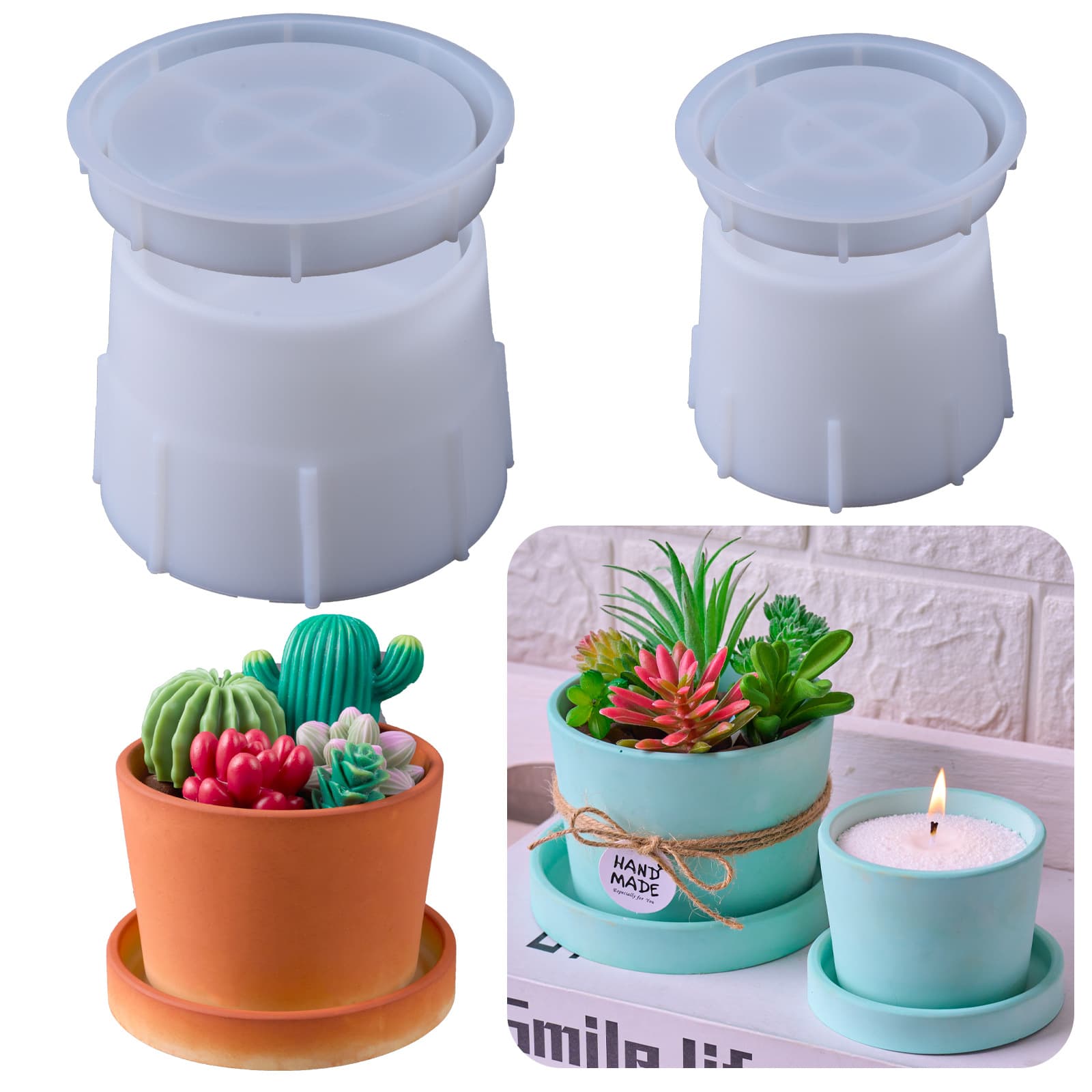 DIY Succulent Flower Pot Silicone Mold, Garden Decoration Gypsum Potted Plant Making Wax Jar Mold, Wholesale Cross-Border Dropshipping