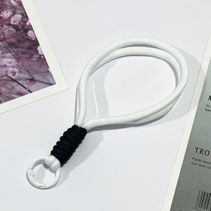Phone Lanyard Short Style Two-Tone Knotted Woven Strap Plush Keychain Woven Lanyard Anti-Loss Hanging Cord 15CM