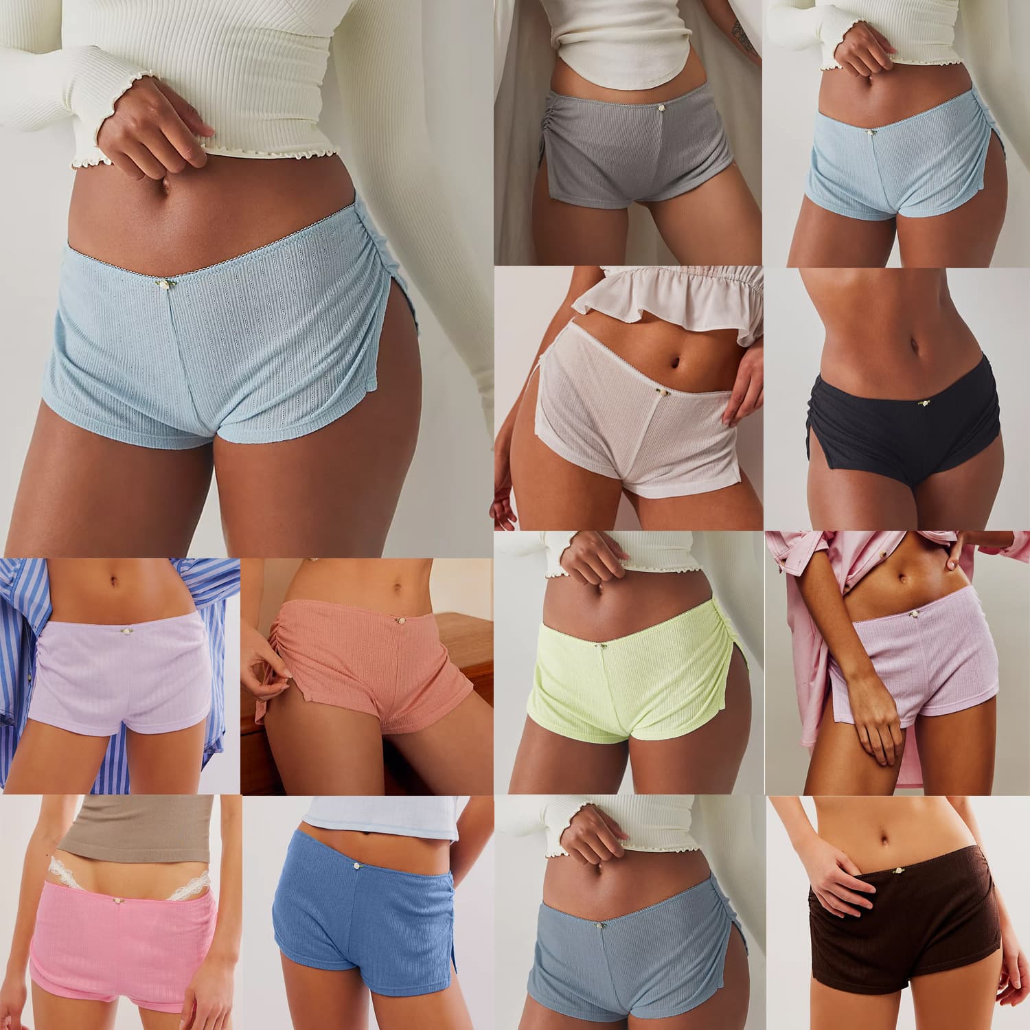 Cross-border Source Rose Mini Shorts New Sexy Hot Split Shorts Solid Color Pure Desire Hot Pants 3695